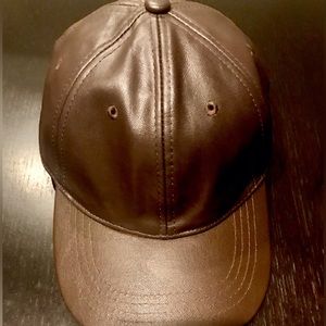 New vegan leather brown baseball hat Never worn!